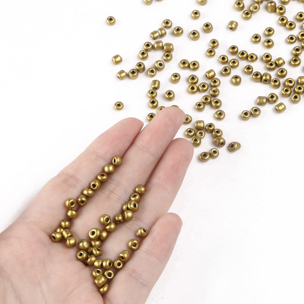 Seed Beads 2mm, 3mm eller 4mm Guld, 30 gram