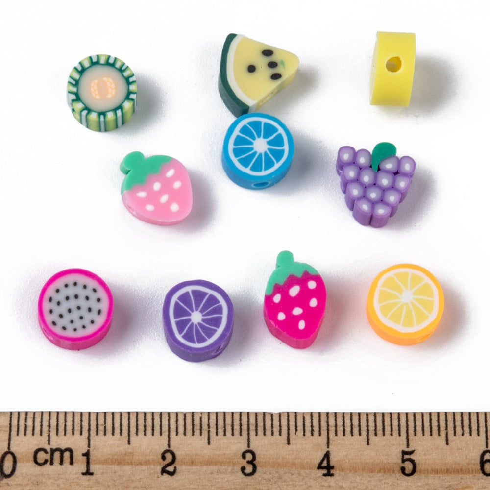 Berlocker Frukter Figurer i Polymerlera i mixade färger och figurer, 30-pack