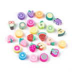 Berlocker Frukter Figurer i Polymerlera i mixade färger och figurer, 30-pack