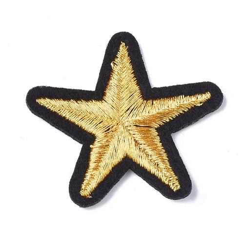 Broderade Tygmärken Stjärna Guldtråd - Stryka På Patch 35x39mm, 2st
