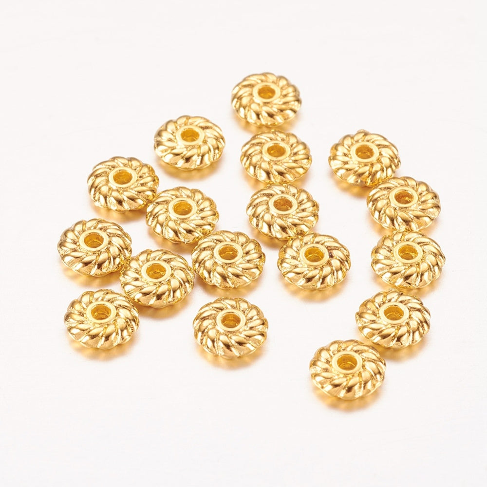 Metallpärlor Distanspärlor 6x2mm Gyllene, 20-pack