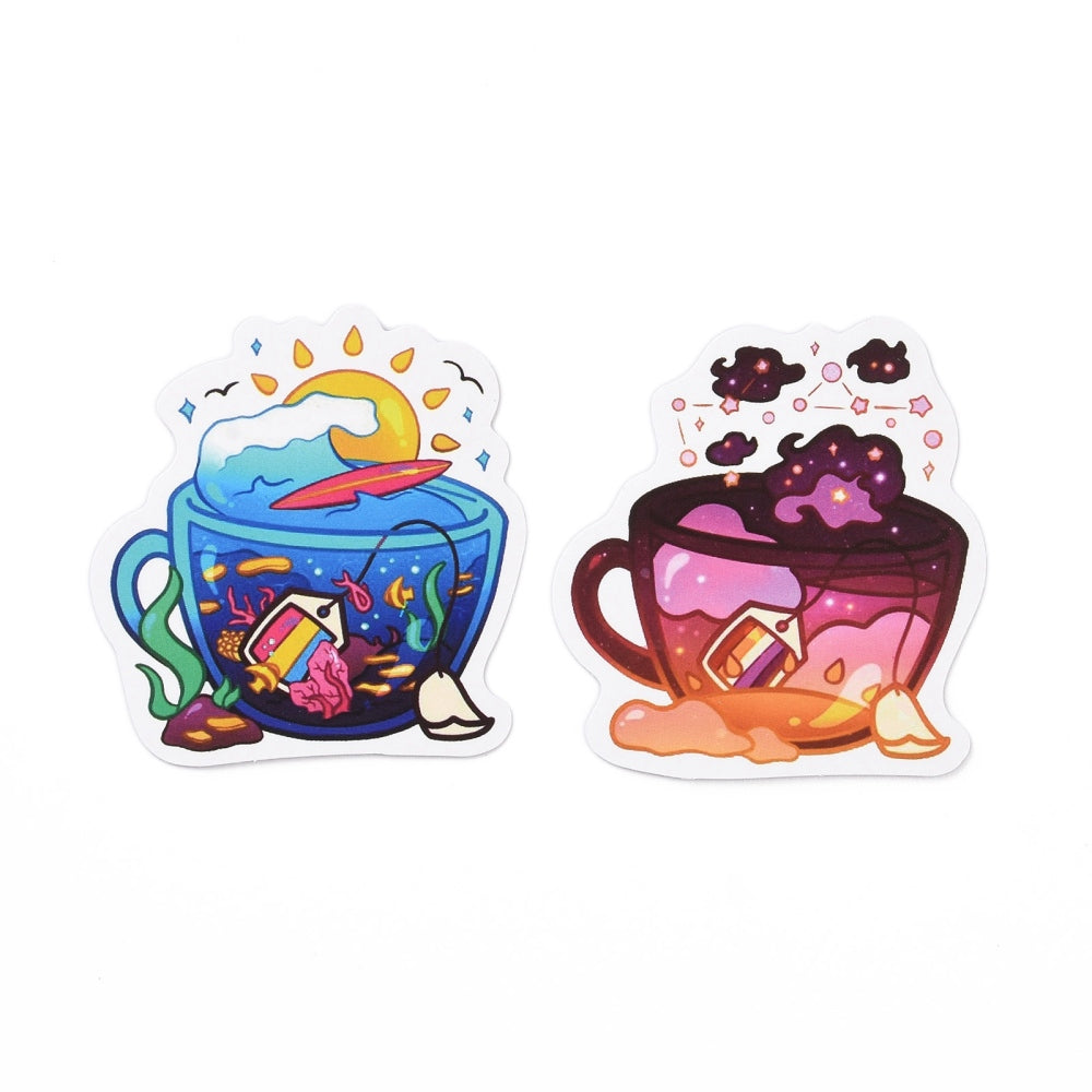 Klistermärken Vackra Tekoppar 50-55mm, 50st olika motiv