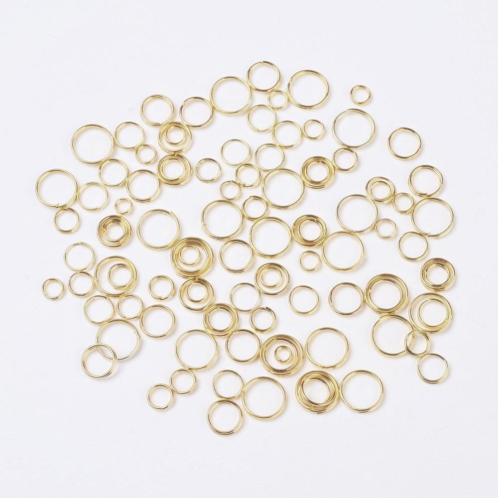 Splitringar Guldiga 4mm-10mm, 5 gram (ca 60-70st)