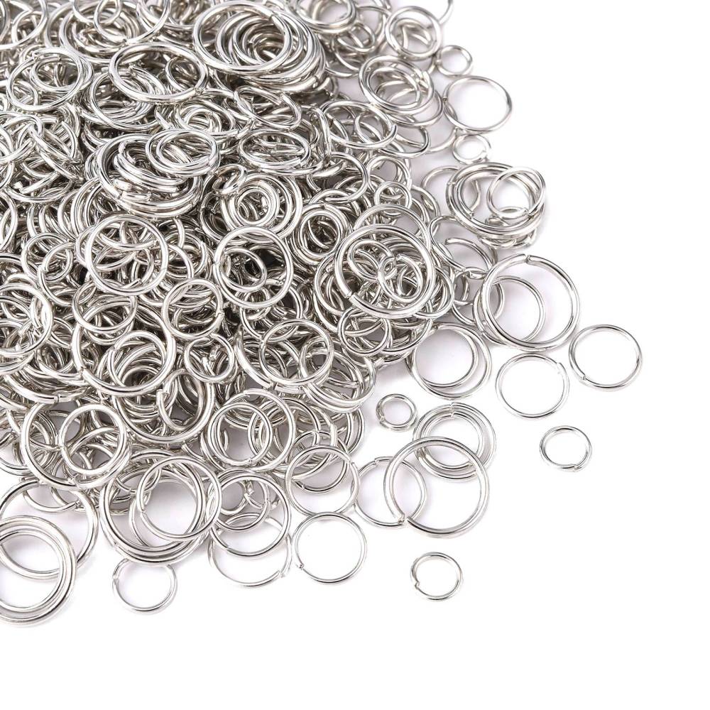 Öppna Bindringar 4mm-10mm Platinumpläterade, 5 gram (ca 70-100st)