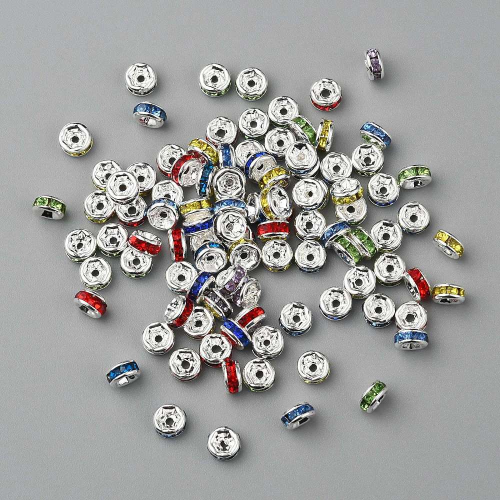 Strassrondeller 4mm Silverpläterade Mixfärg, 20-pack