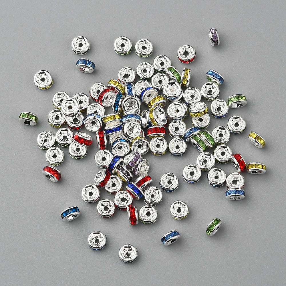 Strassrondeller 4mm Silverpläterade Mixfärg, 20-pack