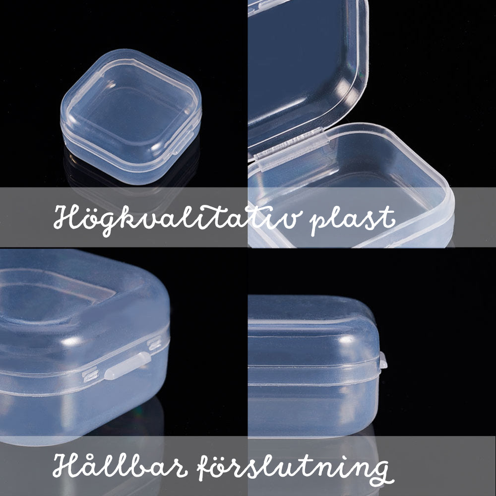 Plastboxar Smyckesaskar 3,5x3,5x1,8cm Klara Transparenta, 2st