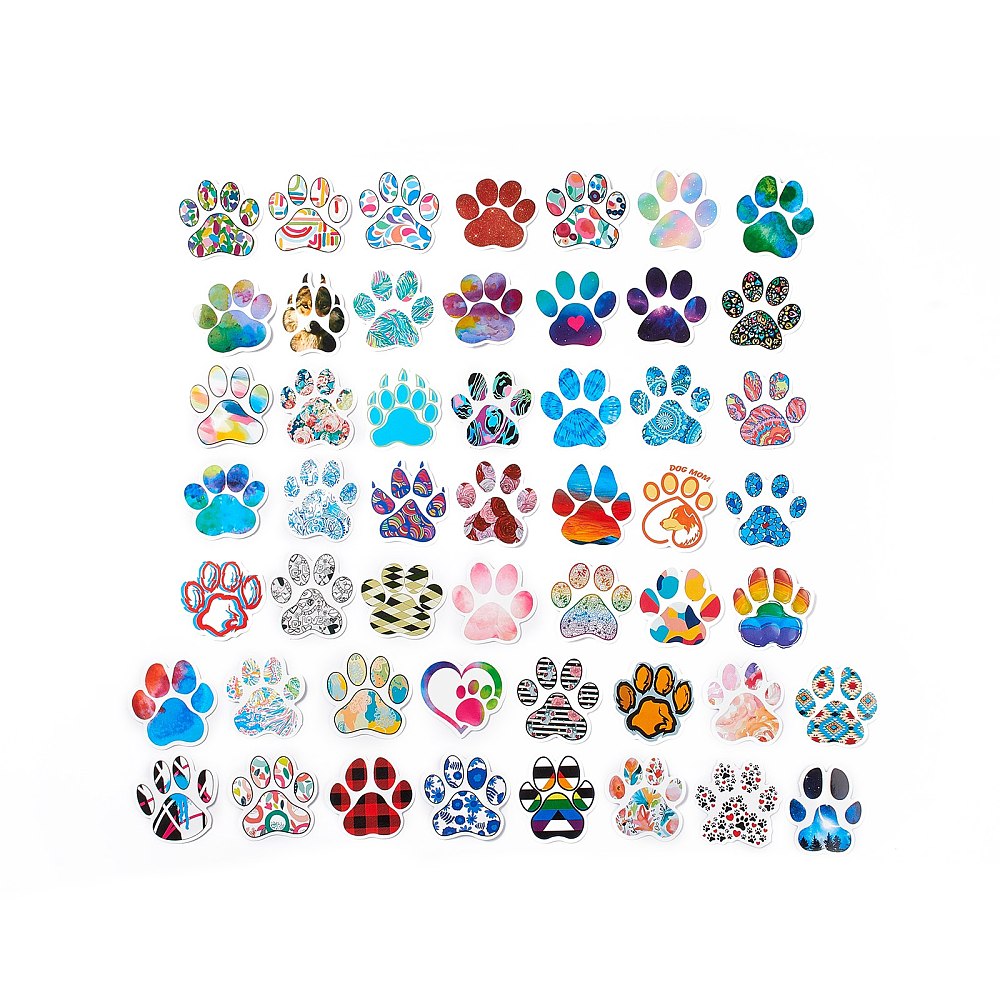 Klistermärken Tassavtryck 46-54mm, 51st olika motiv