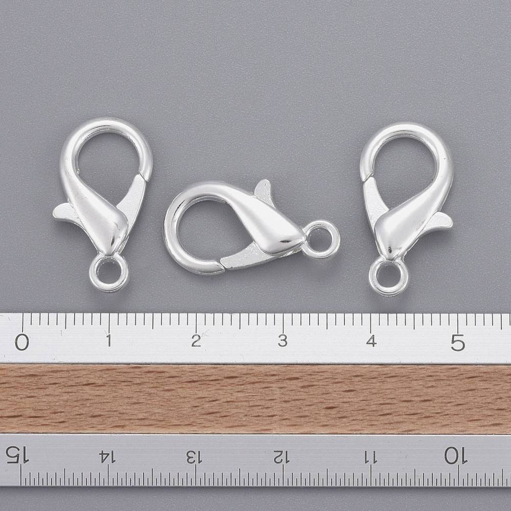 Stora Hummerklolås Karbinhakar 21x12mm Silver, 10-pack