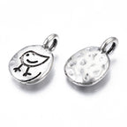 Kycklingar Fåglar Berlock Antiksilver 12x18,5mm, 4st