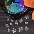 Blommor, Löv & Träd Berlocker Mixade Antiksilver, 10st (1 av varje modell)