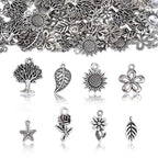 Blommor, Löv & Träd Berlocker Mixade Antiksilver, 10st (1 av varje modell)