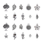 Blommor, Löv & Träd Berlocker Mixade Antiksilver, 10st (1 av varje modell)