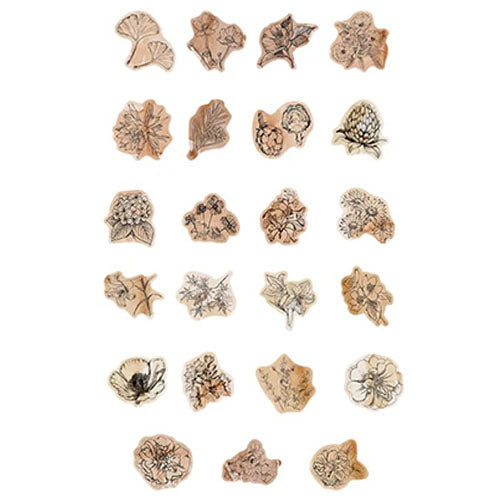 Retro Klistermärken Blommor & Blad 44x44mm Minibox, 46st (2st av varje)