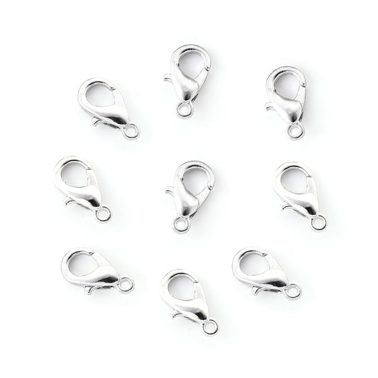 Hummerklolås 12x6mm Platinumpläterade, 10-pack