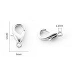 Hummerklolås 12x6mm Platinumpläterade, 10-pack