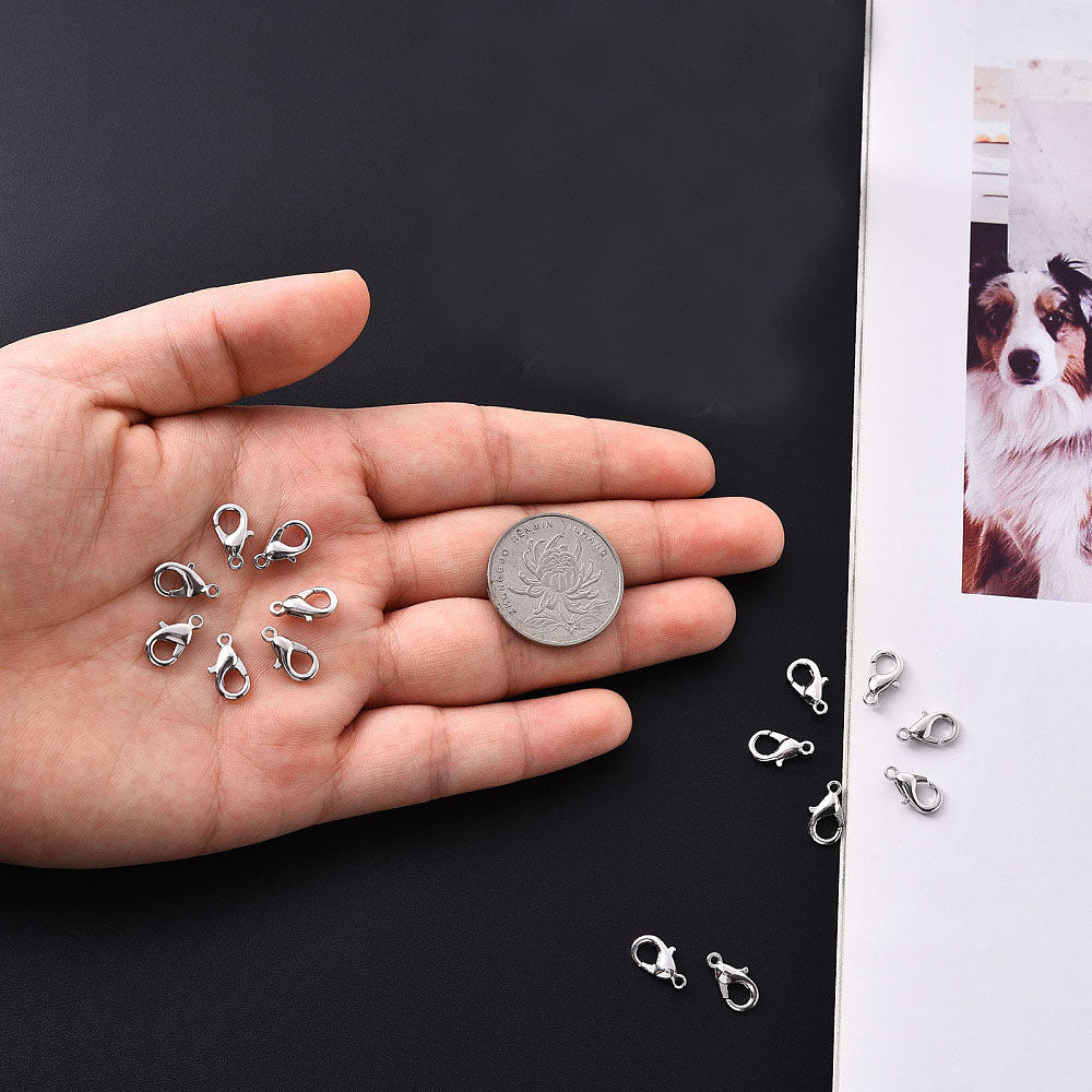 Hummerklolås 12x6mm Platinumpläterade, 10-pack