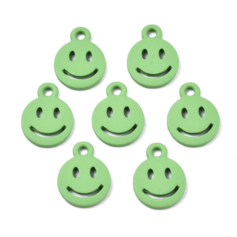 Smiley Berlocker 12,5x9,5x1,5mm Limegrön, 5st