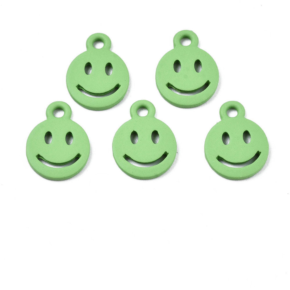 Smiley Berlocker 12,5x9,5x1,5mm Limegrön, 5st