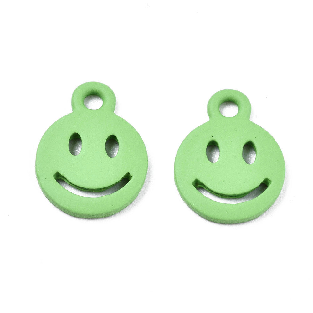 Smiley Berlocker 12,5x9,5x1,5mm Limegrön, 5st