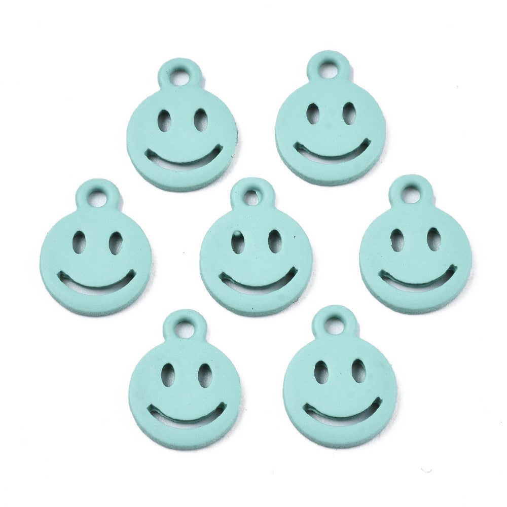 Smiley Berlocker 12,5x9,5x1,5mm Ljus Turkos, 5st