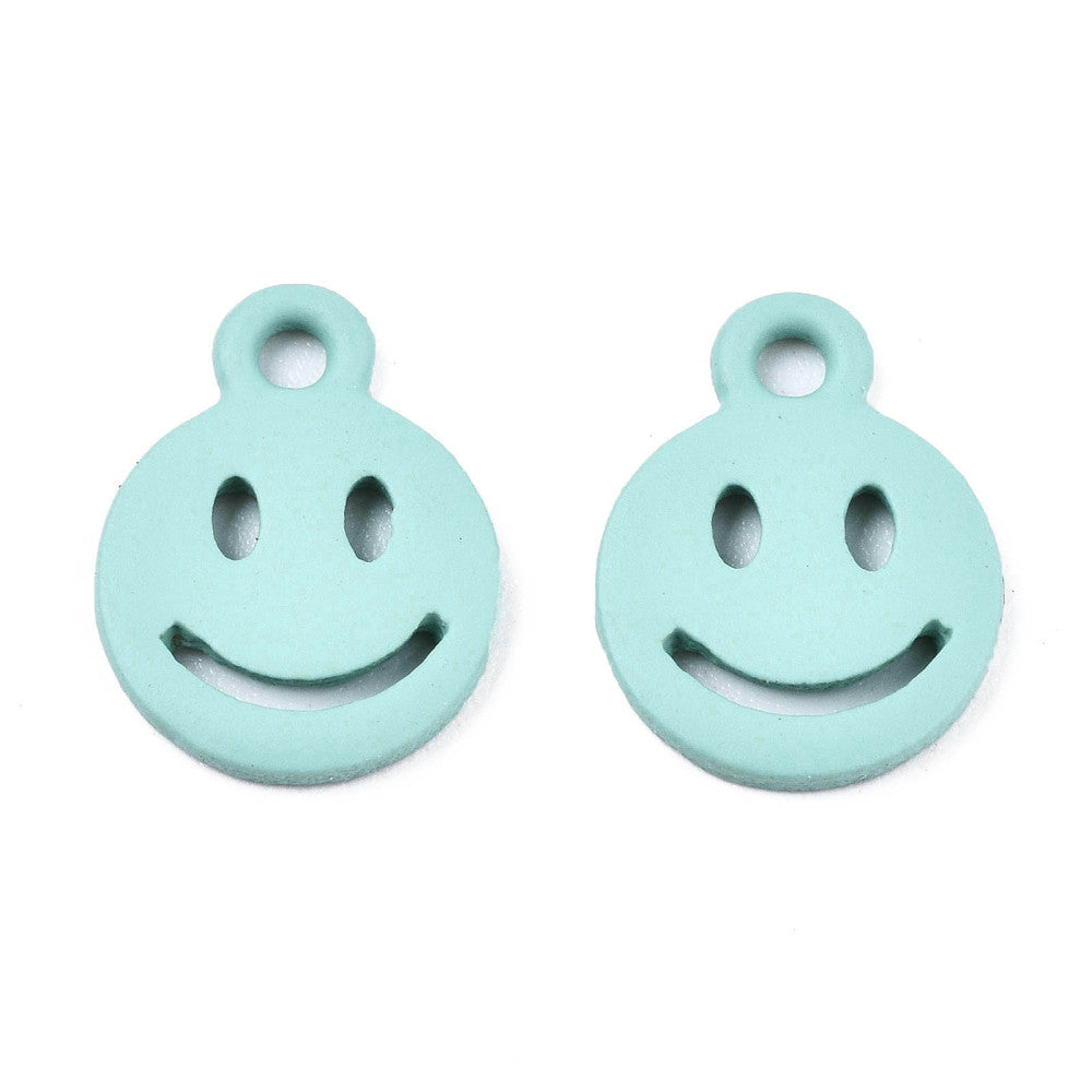 Smiley Berlocker 12,5x9,5x1,5mm Ljus Turkos, 5st