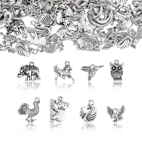 Berlocker Vilda Djur Antiksilver, 10-pack (10 motiv)