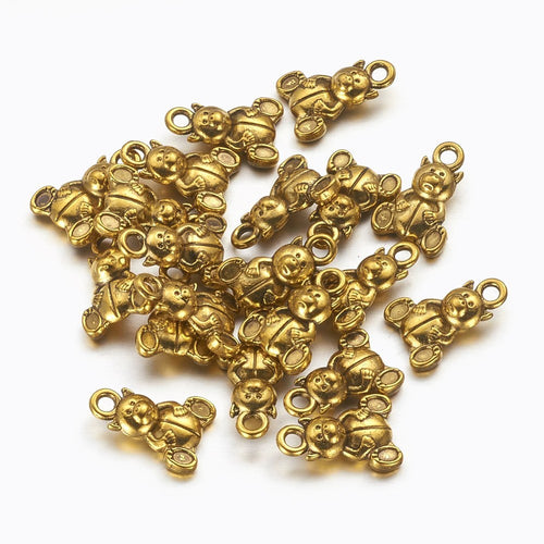 Björn Nalle Berlocker Antikguld 16x10mm, 2st