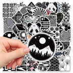 Klistermärken Geometri Mosaik Svartvit 46-55mm, 52st olika motiv