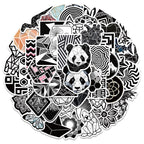 Klistermärken Geometri Mosaik Svartvit 46-55mm, 52st olika motiv