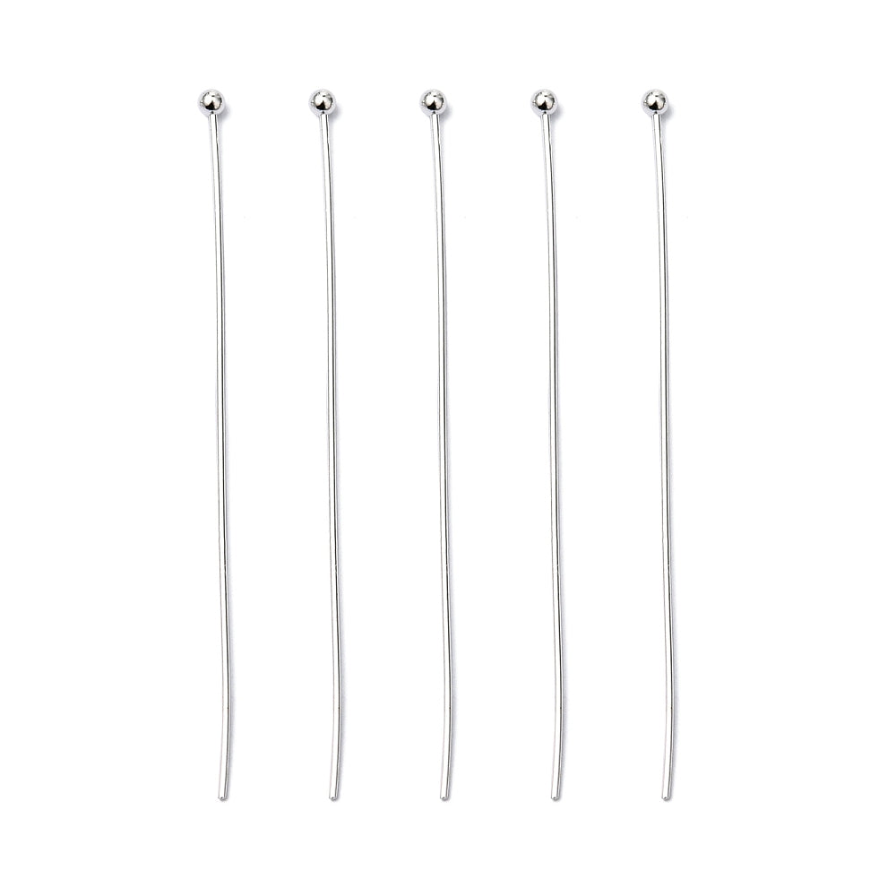 Kulpinnar Hattpinnar 50mm Silverpläterade 1,5mm Kula Nickelfria, 25-pack