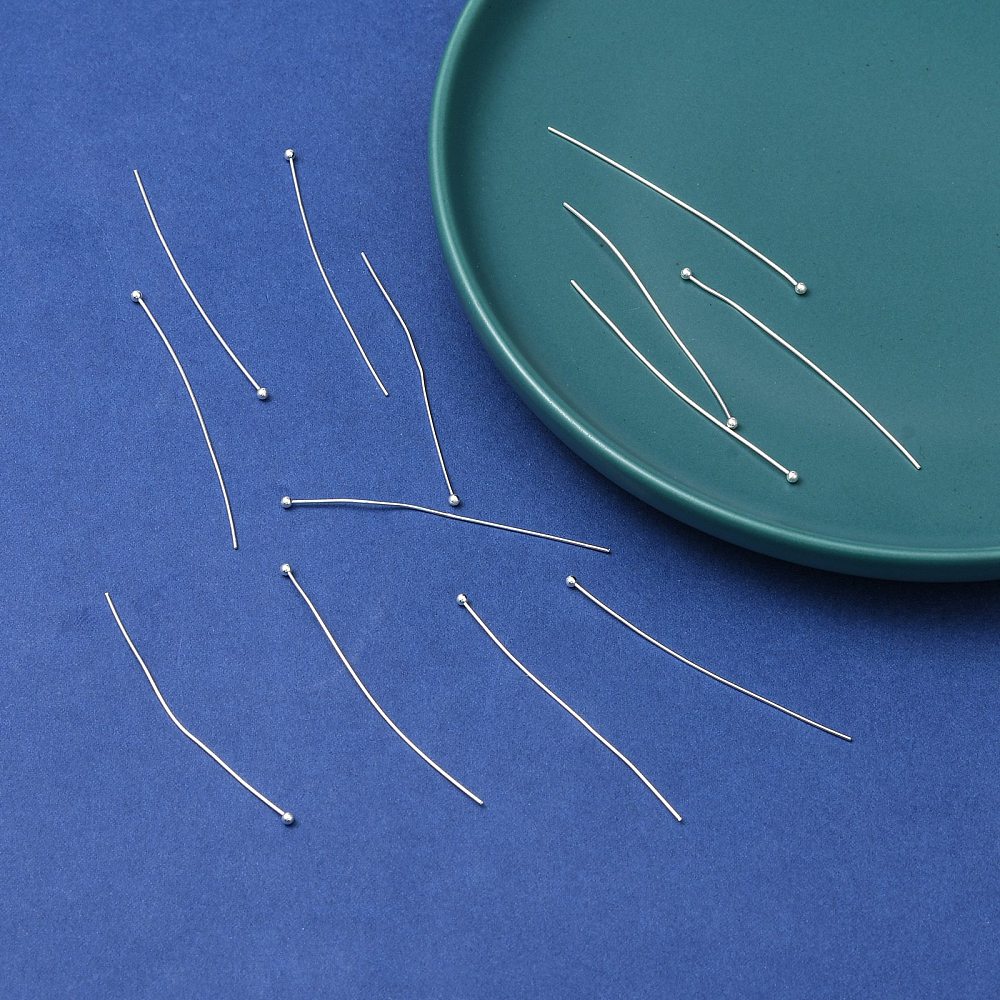 Kulpinnar Hattpinnar 50mm Silverpläterade 1,5mm Kula Nickelfria, 25-pack