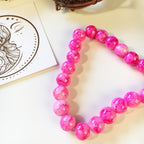 Glaspärlor 8-8,5mm Deep Pink Swirl, 20-pack