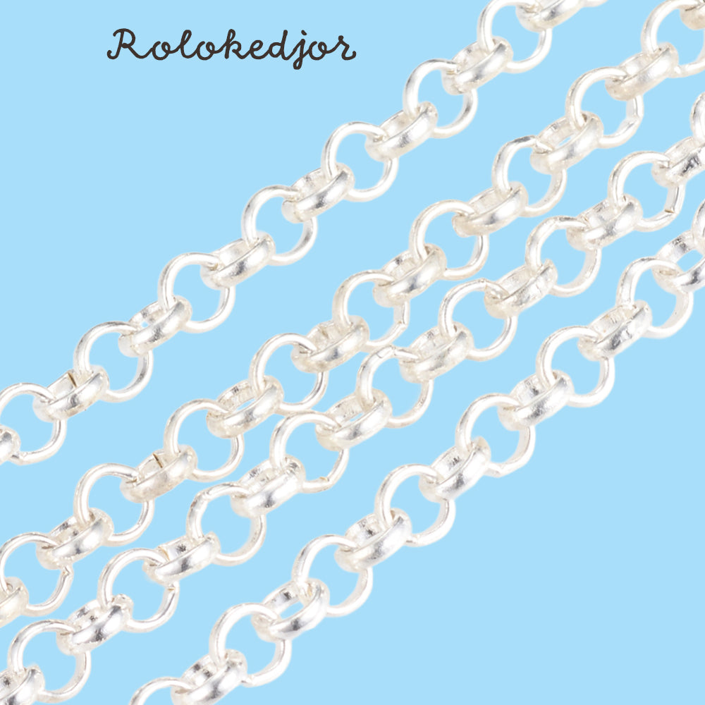 Rolokedja i järn silver 4 mm Nickelfri, 1 meter